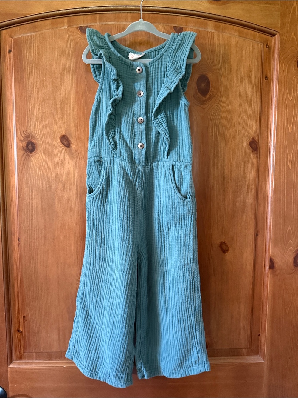 Cat & Jack Teal Ruffle-Shoulder Jumpsuit